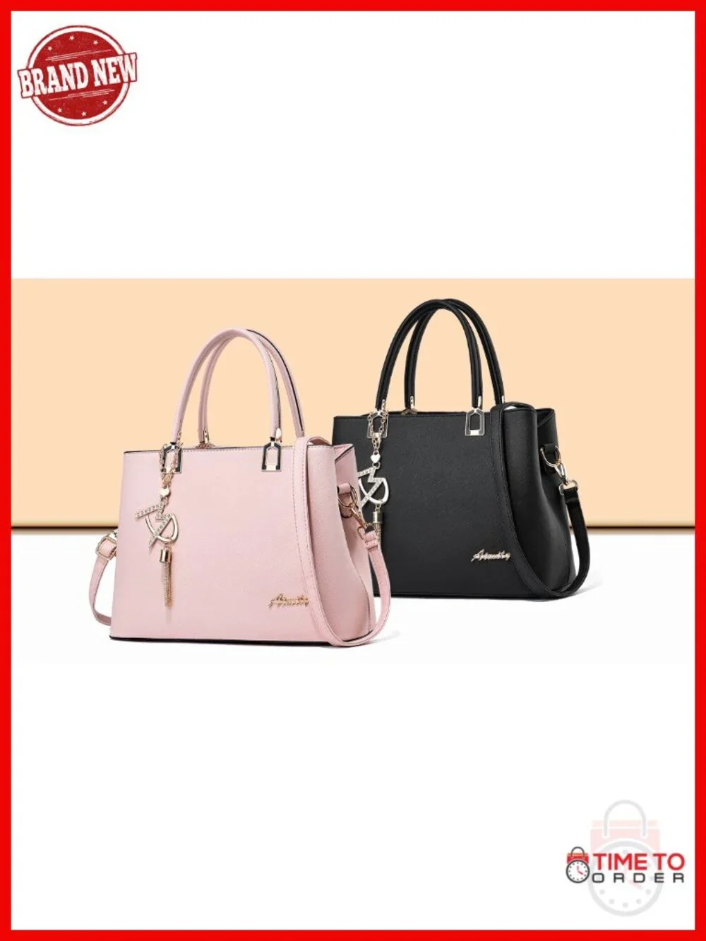 Faux Leather Satchel Tote Bag with Crossbody Strap